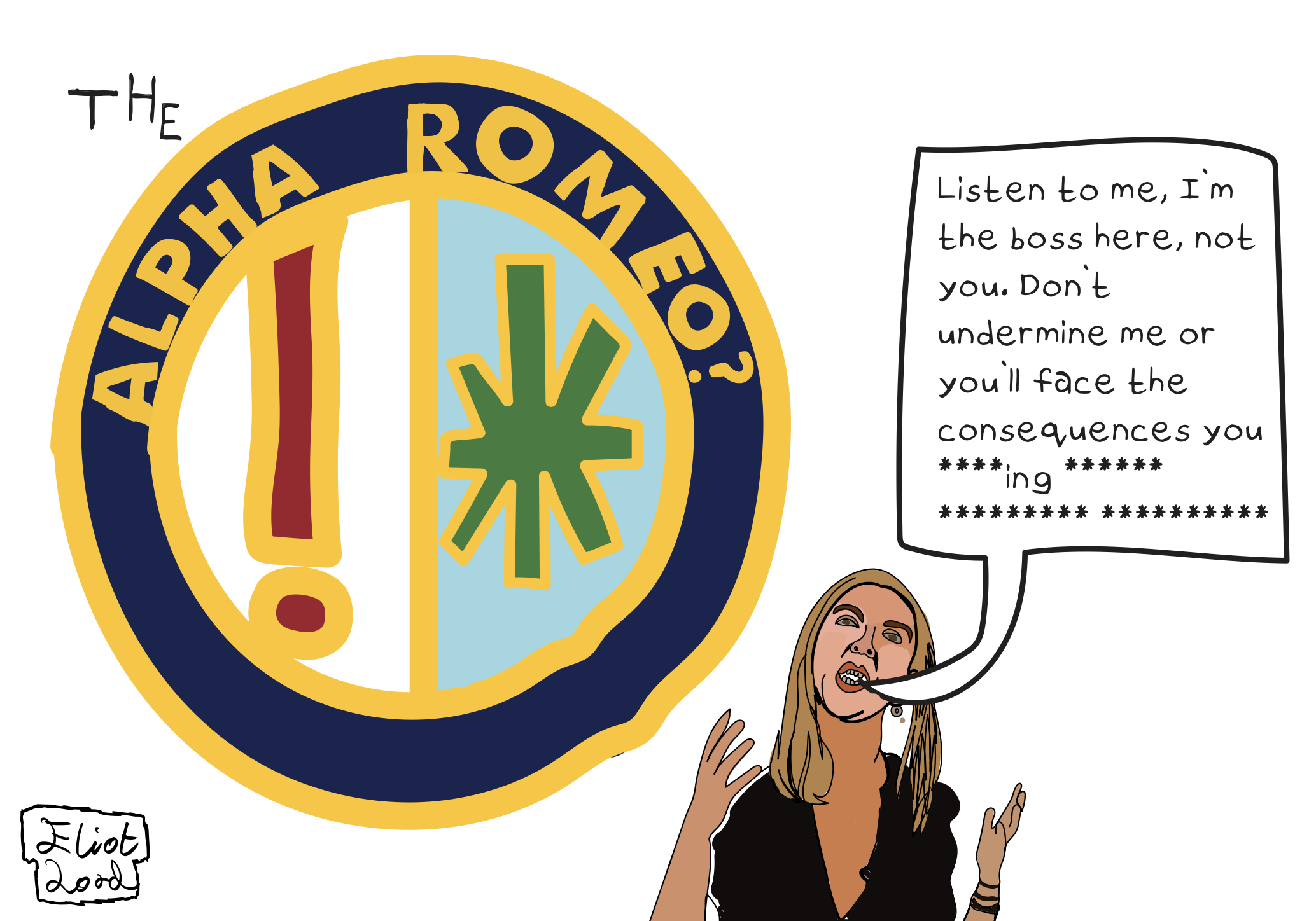 A cartoon of Keir Starmer on a chopping block with McSweeney wielding the axe